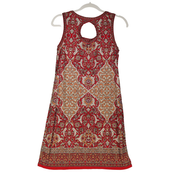 Max Studio Red Knit Dress Women Small Sleeveless Stretch Slinky Boho Cut Out - Picture 5 of 7